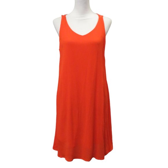 Sassy Doll Bright Orange Crochet Back Rayon Retro Sundress Size M - Picture 1 of 6